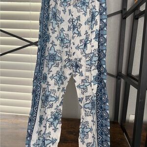 Blue and White Floral Women's Pants